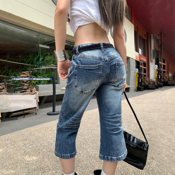 Ženske bootcut traperice od denima, niska struka, elastične, cropped dužine, retro stil, jesen 2025