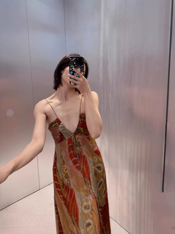 Ženska midi haljina bez rukava s V-izrezom, otisak, A-linija, visoki struk, ljeto 2025, resort stil