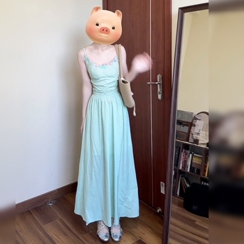 Francuski stil, elegantna haljina s leptirima trakama, ljeto 2025, uski struk, otvorena leđa, duga haljina