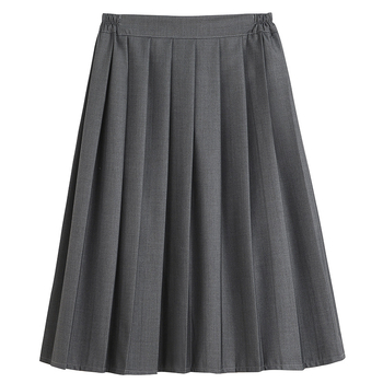 Ženska plisirana suknja A-kroga s elastinim pojasom, tamno siva, školski stil, ljeto 2025