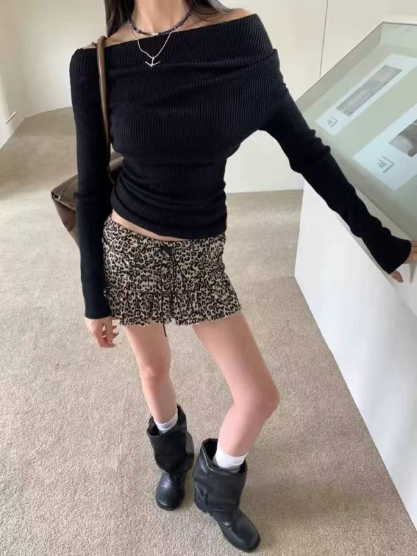 Leopard uzorak s trakastim dizajnom, mini suknja-pantalone za žene, jesen 2025, zapadni retro ulični stil