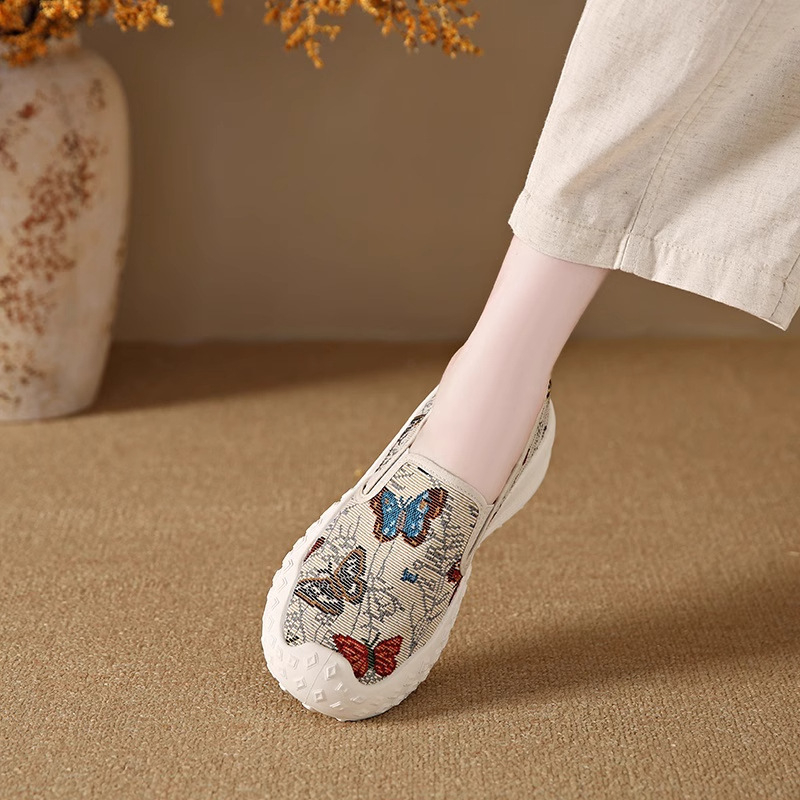 Ženske platnene slip-on tenisice, prozračne, niske visine, gumena potplata, ljeto 2025