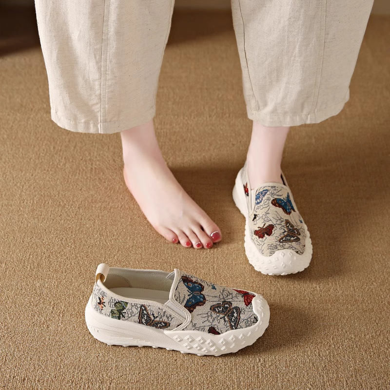 Ženske platnene slip-on tenisice, prozračne, niske visine, gumena potplata, ljeto 2025