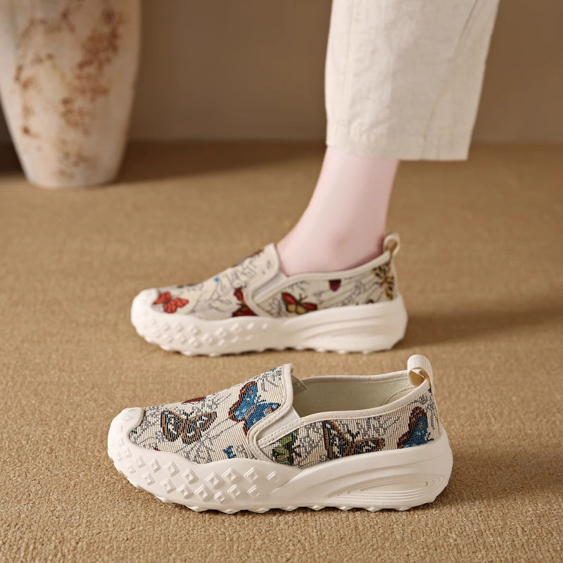 Ženske platnene slip-on tenisice, prozračne, niske visine, gumena potplata, ljeto 2025