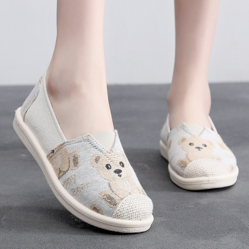 Ženske tenisice slip-on od platna, prozračne i lake, Beijing stil, životinjski uzorak