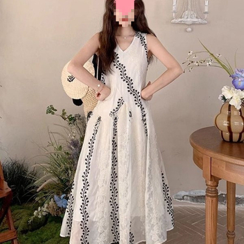 Ženska haljina bez rukava s otiskom, ljetni ležerni kroj, duga haljina, elegantan stil
