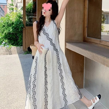Ženska haljina bez rukava s otiskom, ljetni ležerni kroj, duga haljina, elegantan stil