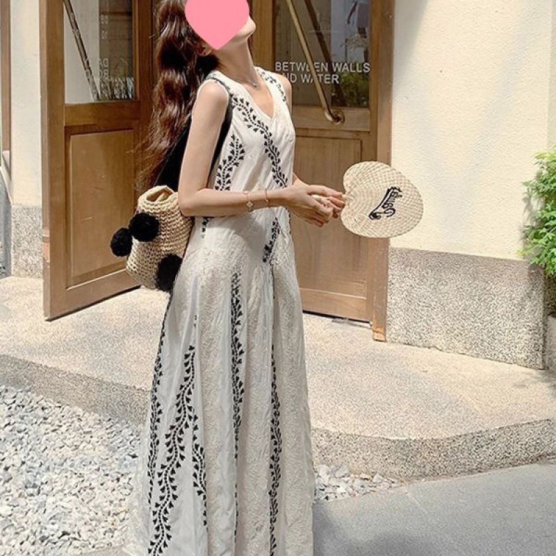 Ženska haljina bez rukava s otiskom, ljetni ležerni kroj, duga haljina, elegantan stil
