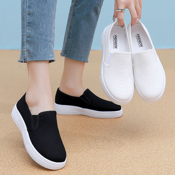 Ženske ljetne cipele za posao, slip-on, protuklizna ravna potplat, jednobojne, stil platnenih cipela po uzoru na Stari Pekin