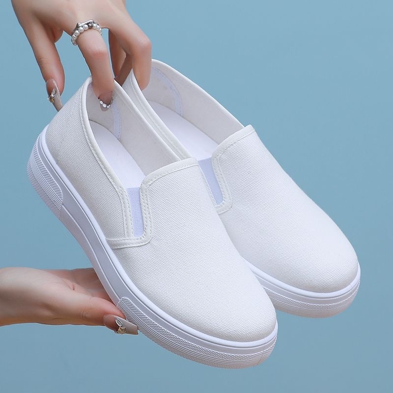 Ženske ljetne cipele za posao, slip-on, protuklizna ravna potplat, jednobojne, stil platnenih cipela po uzoru na Stari Pekin