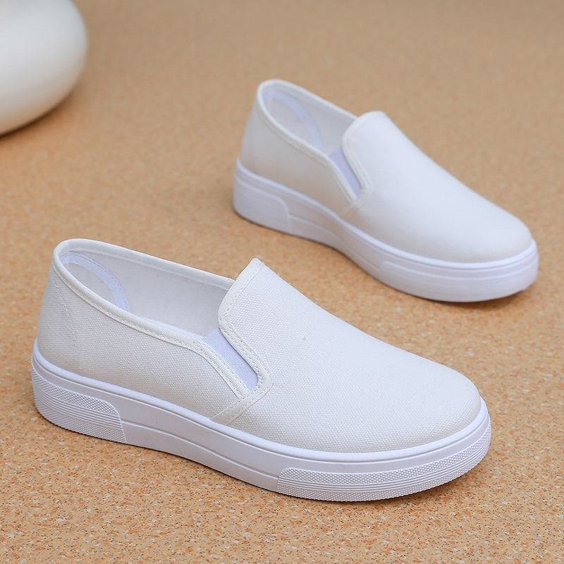 Ženske ljetne cipele za posao, slip-on, protuklizna ravna potplat, jednobojne, stil platnenih cipela po uzoru na Stari Pekin