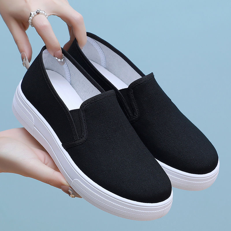 Ženske ljetne cipele za posao, slip-on, protuklizna ravna potplat, jednobojne, stil platnenih cipela po uzoru na Stari Pekin