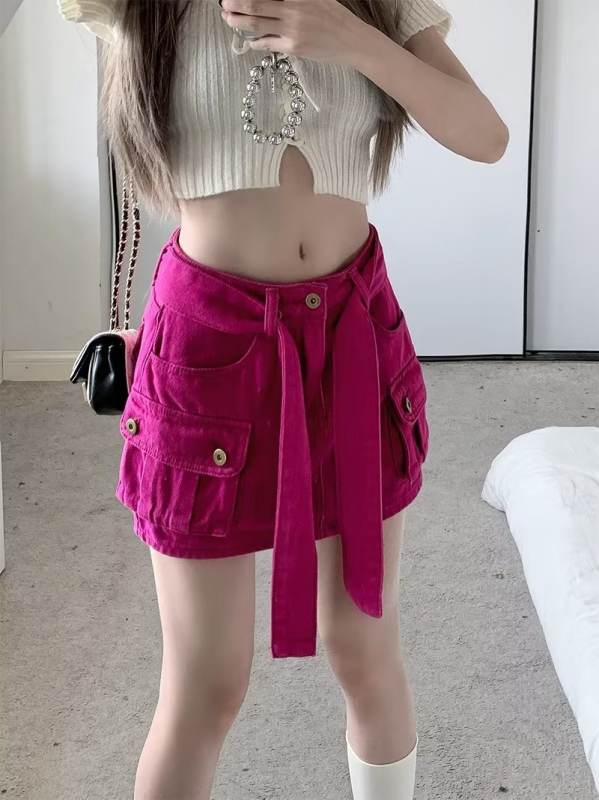 Női rövid szoknya, 2025 nyár, magas derék, karcsúsító szabás, A-vonalú, csípőre illeszkedő, kis testalkatúaknak