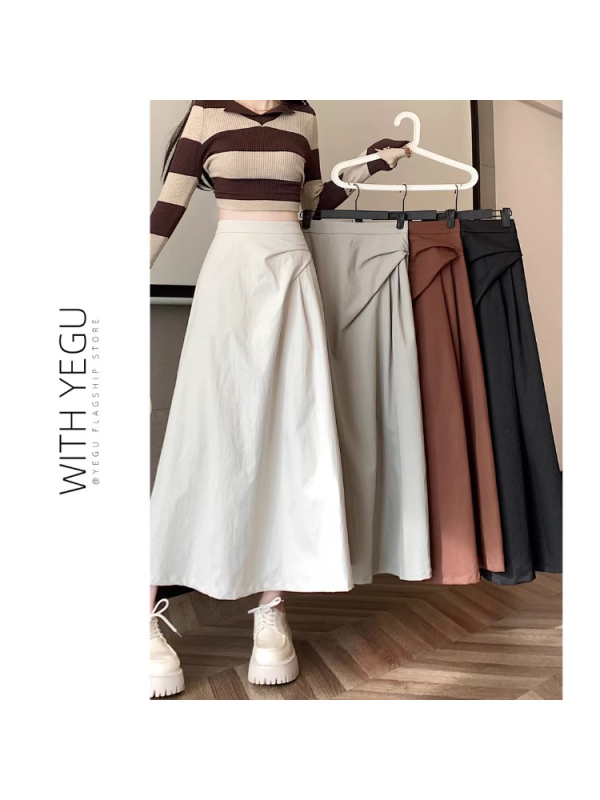 Nepravilna crna A-linijska midi suknja za žene, kruškast oblik tijela, jesen-zima