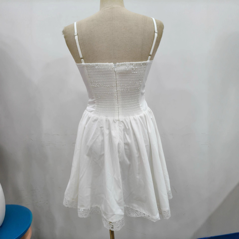 TZ6696 Francuski stil za izlazak: bijela čipkana haljina bez rukava, A-linija