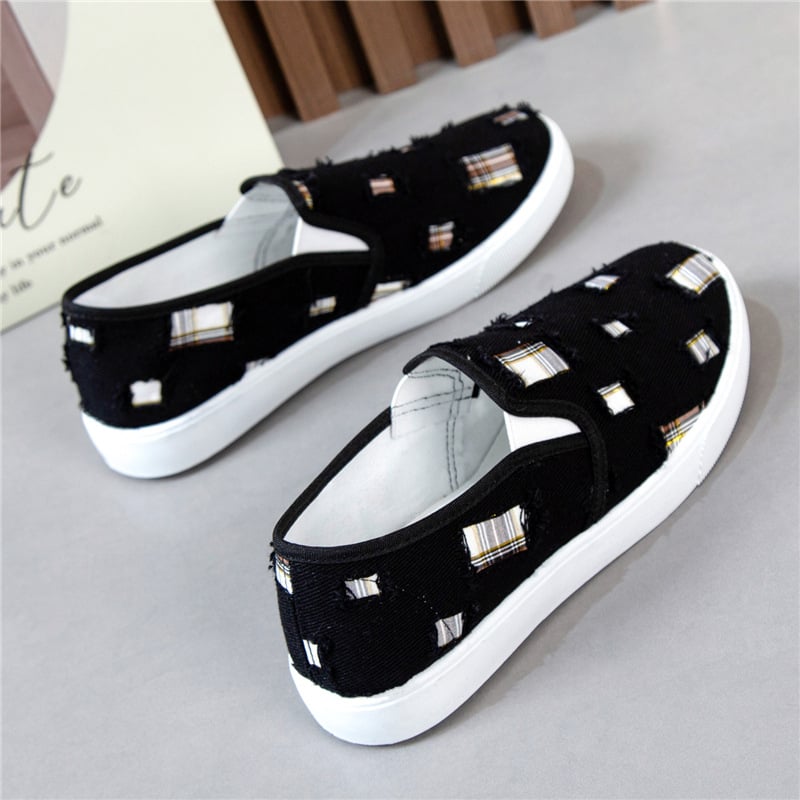 Női lélegző vászon slip-on edzőcipő, alacsony szárú, fehér, mindennapi viselet