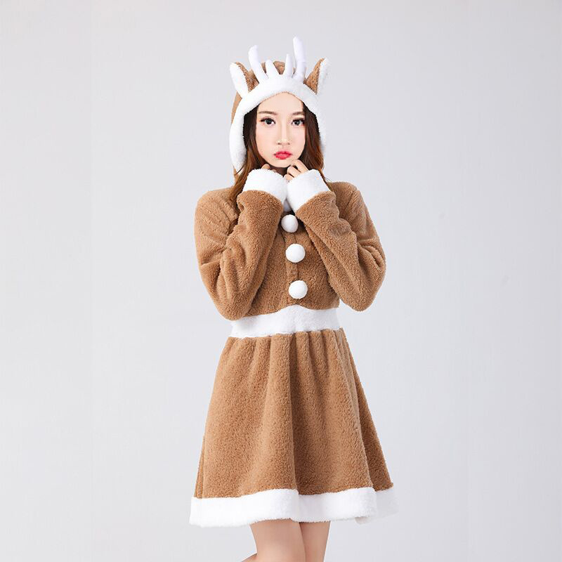 Božićna cosplay haljina: slatki sob, khaki boja, udoban pidžama-stil haljina