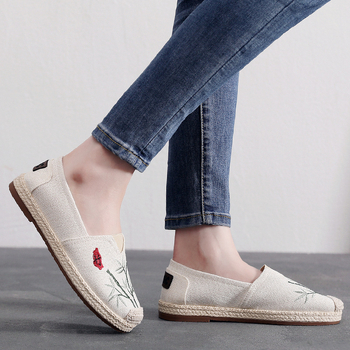 Ženske platnene cipele u Pekin stilu s bambusovim motivom, slip-on, prozračne, mekana podloga