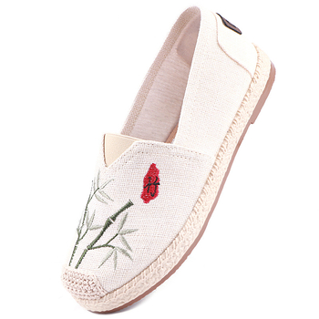Ženske platnene cipele u Pekin stilu s bambusovim motivom, slip-on, prozračne, mekana podloga