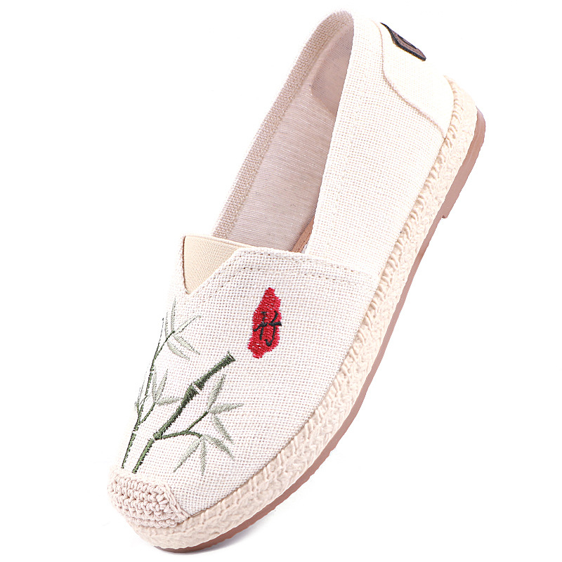 Ženske platnene cipele u Pekin stilu s bambusovim motivom, slip-on, prozračne, mekana podloga