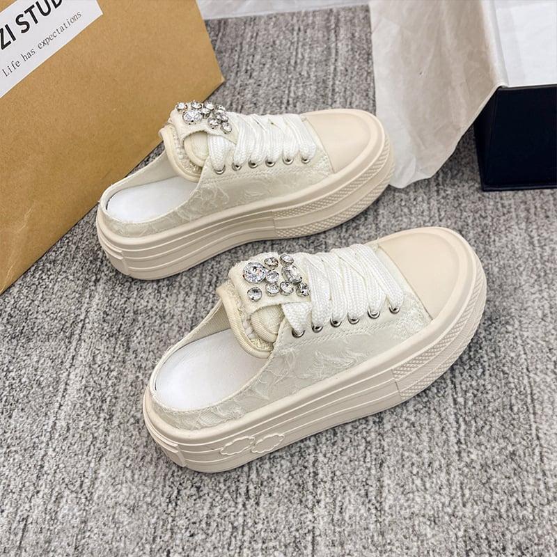 Ženske Baotou sandale s rhinestones – platnene cipele s debelim potplatom, casual ljeto 2024