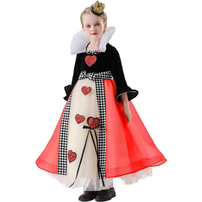 Halloween: Dječja haljina od mrežastega tila – Kraljica Srca, tutu suknja za princezu, cosplay kostim Crvena Kraljica
