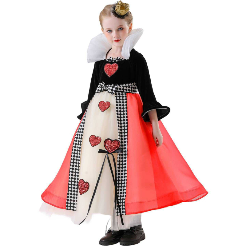 Halloween: Dječja haljina od mrežastega tila – Kraljica Srca, tutu suknja za princezu, cosplay kostim Crvena Kraljica