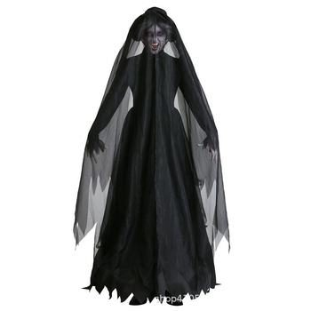 Halloween kostim za zabavu: crna vjenčanica za duha-vampira, cosplay