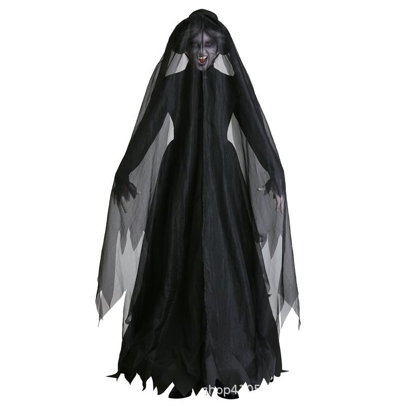 Halloween kostim za zabavu: crna vjenčanica za duha-vampira, cosplay