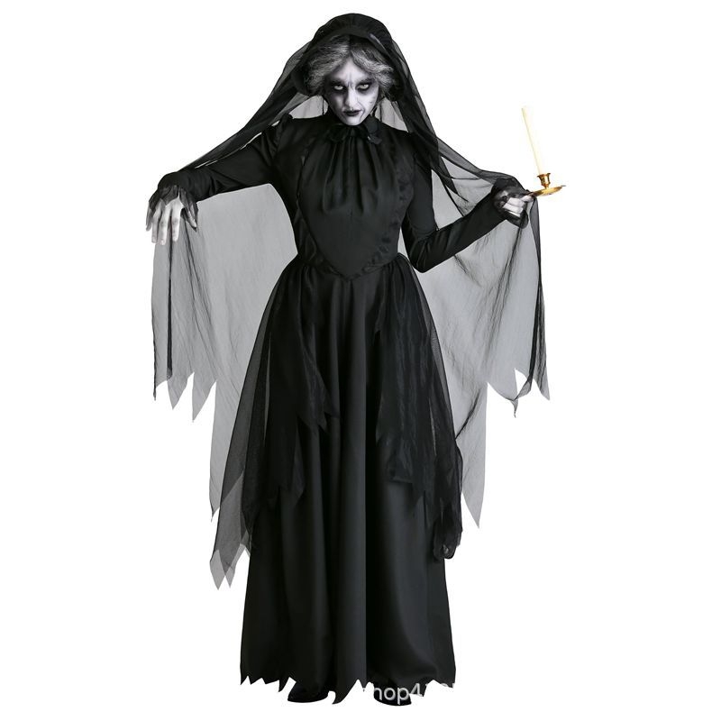 Halloween kostim za zabavu: crna vjenčanica za duha-vampira, cosplay
