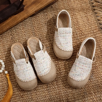 Ženske lanene tenisice u pastoralnom stilu starog Pekinga, slip-on tenisice od platna, prozračne, ribarske tenisice