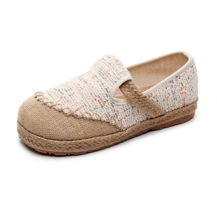 Ženske lanene tenisice u pastoralnom stilu starog Pekinga, slip-on tenisice od platna, prozračne, ribarske tenisice