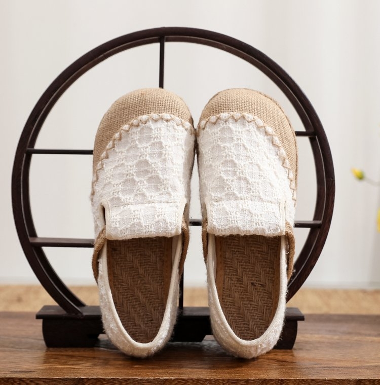 Ženske lanene tenisice u pastoralnom stilu starog Pekinga, slip-on tenisice od platna, prozračne, ribarske tenisice