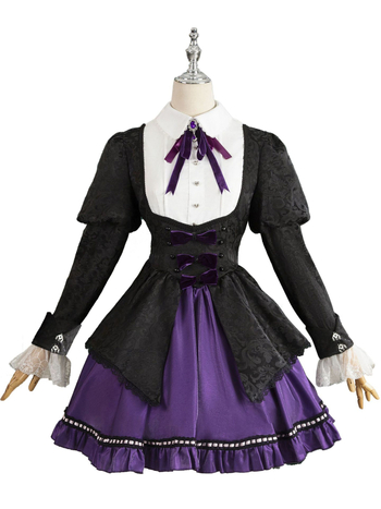 ljubičasta Lolita cosplay haljina sa čarapama i dodacima za žene