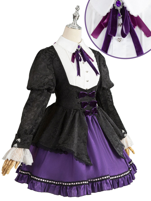 ljubičasta Lolita cosplay haljina sa čarapama i dodacima za žene