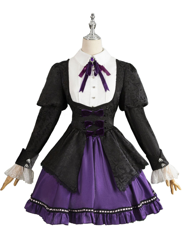 ljubičasta Lolita cosplay haljina sa čarapama i dodacima za žene