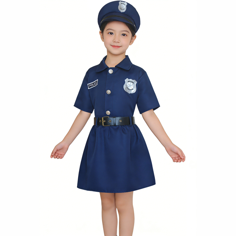 Halloween kostim za djecu: slatka policijska uniforma za cosplay, uska jednodijelna policijska haljina za djevojčice