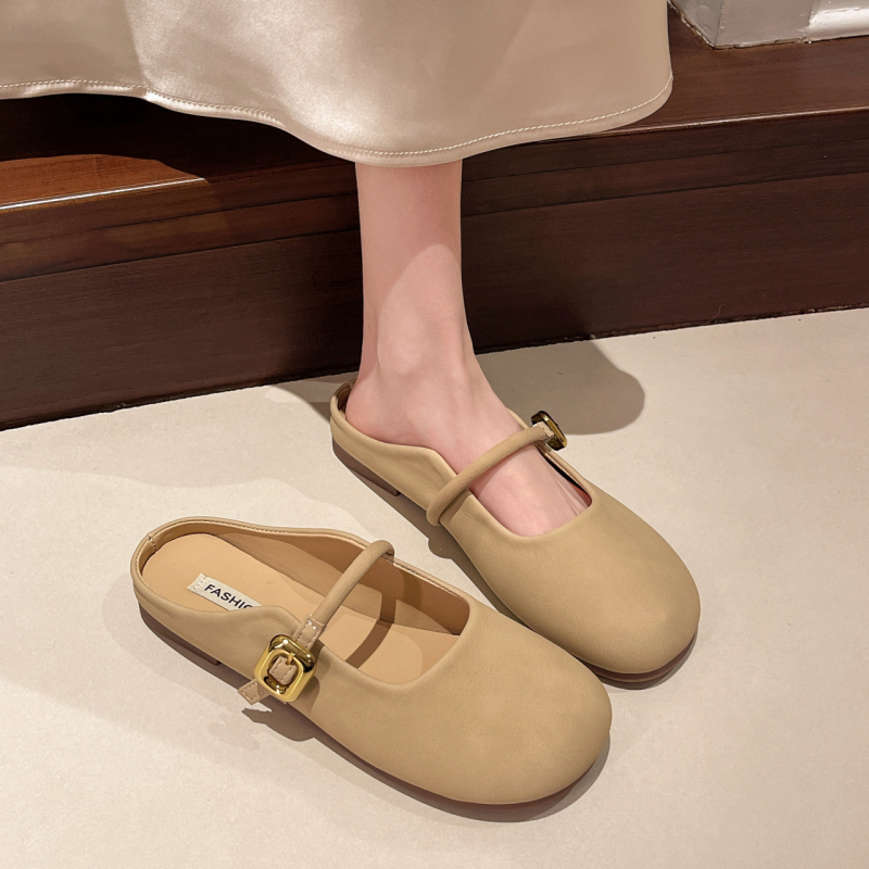 Ženske vanjske mule papuče - slip-on, ravna mekana potplata, proljeće-ljeto 2025