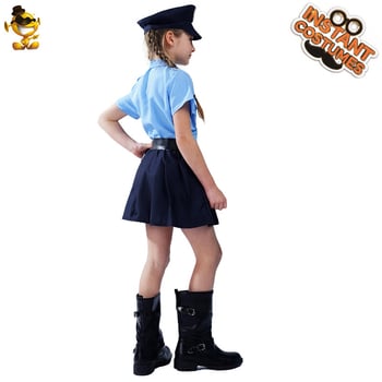 Halloween dječji policijski kostim: haljina za djevojčice, uska linija, dugi rukavi