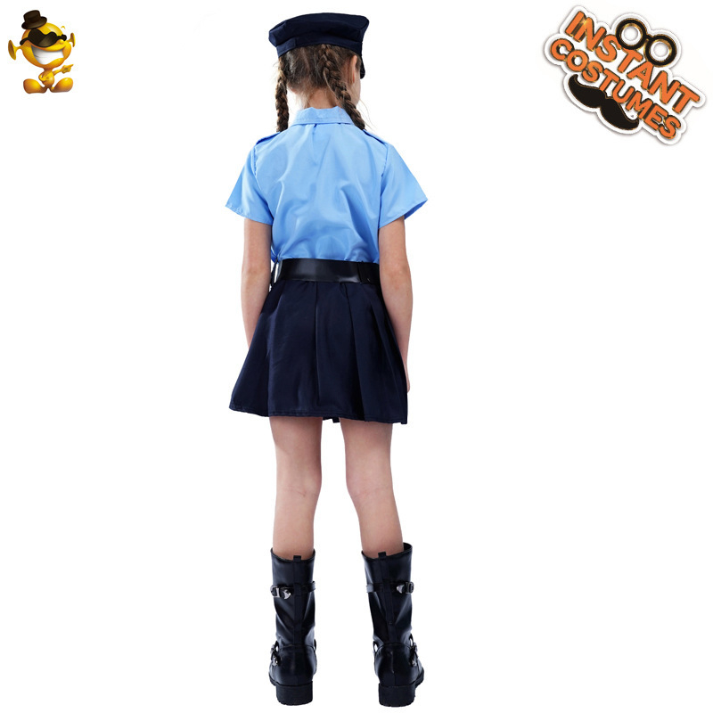 Halloween dječji policijski kostim: haljina za djevojčice, uska linija, dugi rukavi