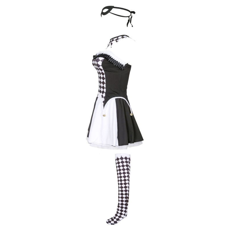 Veličine S-XL: Drag Queen vampirski klaun kostim za Halloween, cosplay s kariranim Harlequin uzorkom