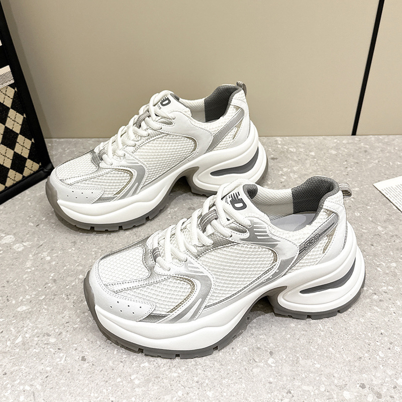 2024 Ženske bijele tenisice s debelim potplatom i skrivenim povećanjem visine – Dad Shoes stil
