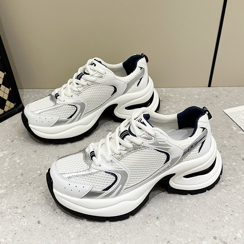2024 Ženske bijele tenisice s debelim potplatom i skrivenim povećanjem visine – Dad Shoes stil