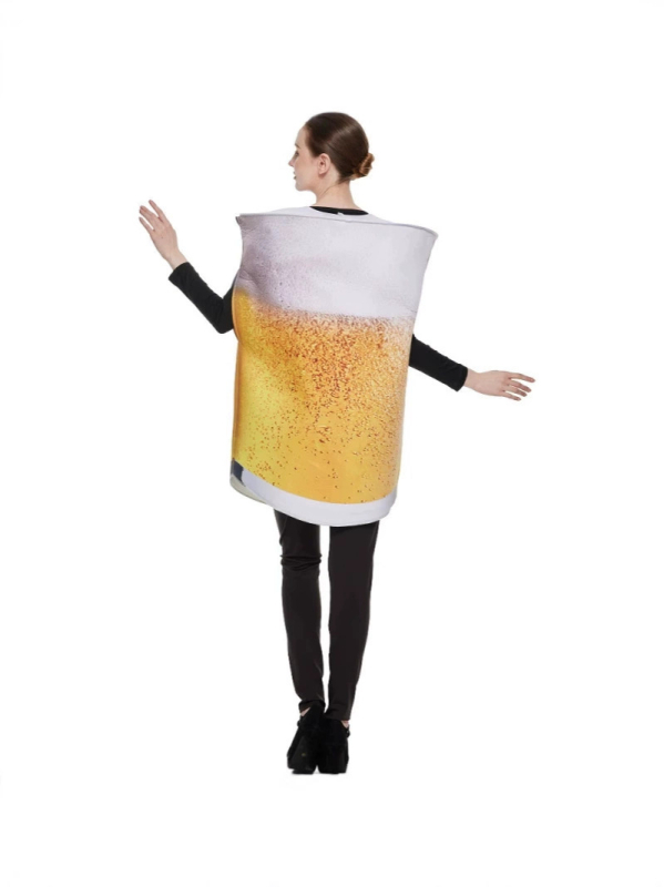 Halloween cosplay kostim — zlatni unisex kombinezon u obliku čaše za pivo, za zabavu i nastup
