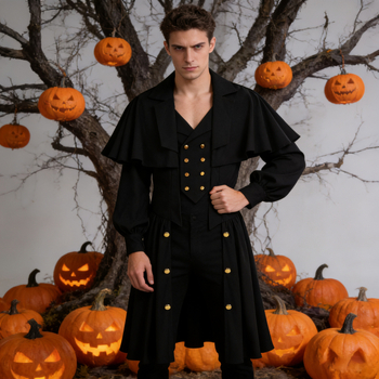 Vintage gotičko-viktorijanski trench kaput srednje dužine za božićni cosplay
