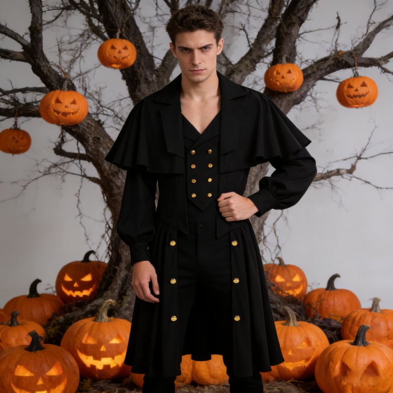Vintage gotičko-viktorijanski trench kaput srednje dužine za božićni cosplay