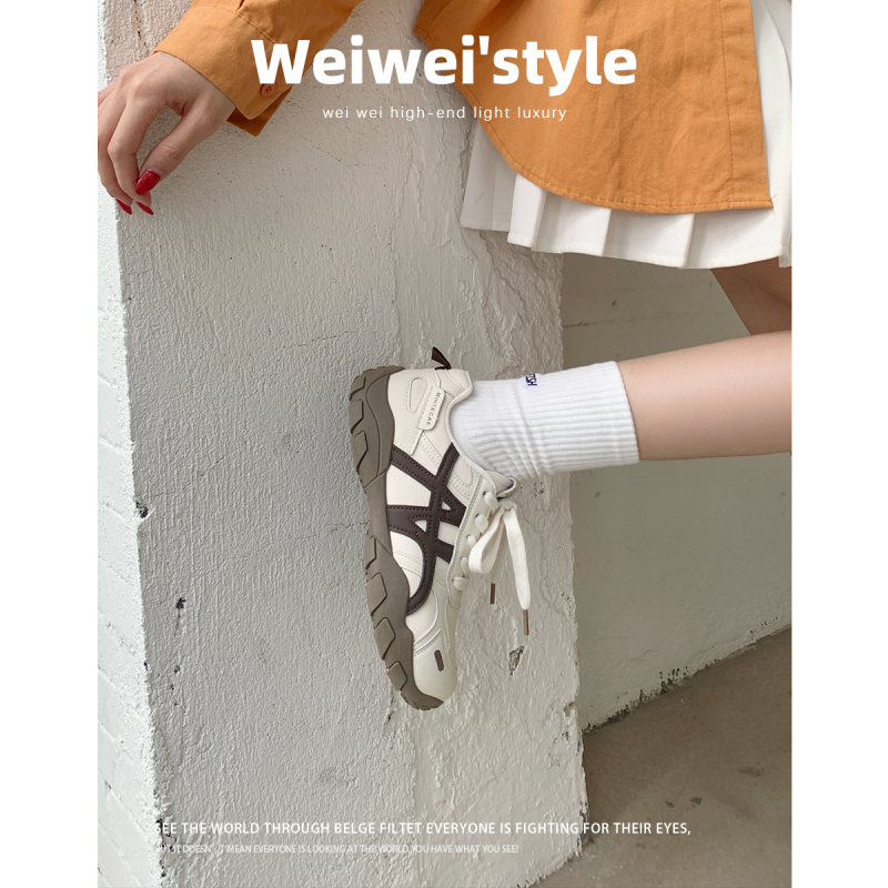 Weiwei Girl 680-2 Patike za trening s debelim potplatom za žene, vezanje, proljeće 2026, svakodnevne sportske tenisice
