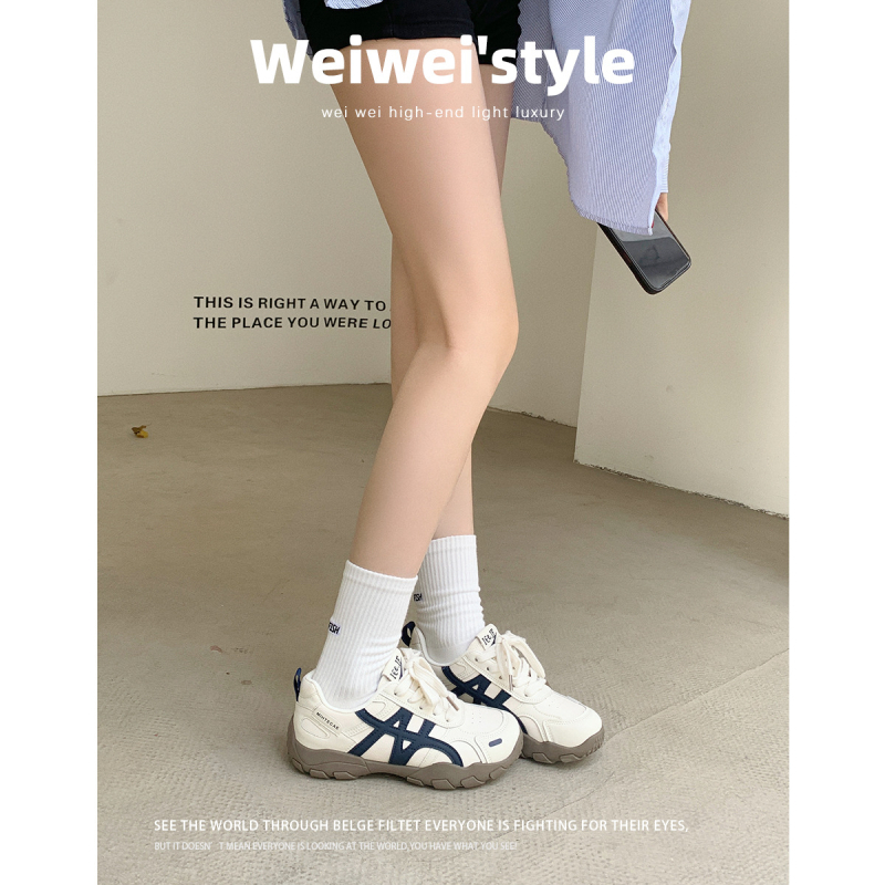 Weiwei Girl 680-2 Patike za trening s debelim potplatom za žene, vezanje, proljeće 2026, svakodnevne sportske tenisice