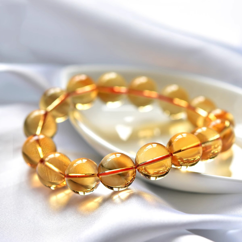 Set narukvica i ogrlica od žutog citrina s kristalnim perlama, ahatom, chalcedonom i jadeitom – unisex, kineski stil