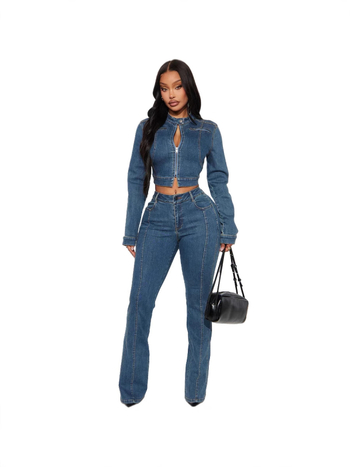 Ženski denim set: jakna i hlače, jesen 2025, europsko-američki street retro stil